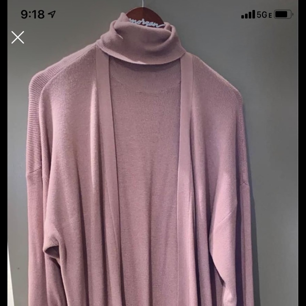 Long turtle neck dress with cardigan